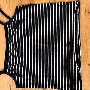 Navy and White Striped Crop Top